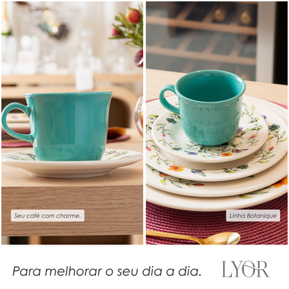 Xícara Chá Botanique 260ml Verde Cerâmica - Lyor
