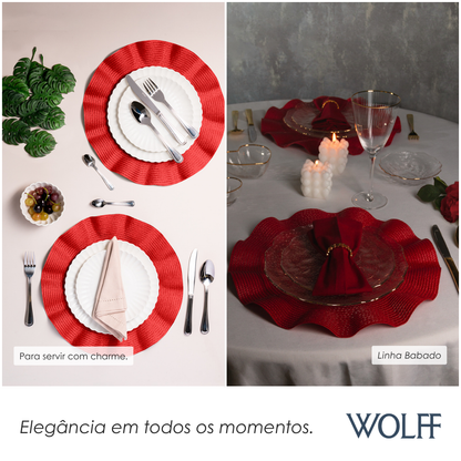 Lugar Americano de Polipropileno Babado Vermelho 38cm - Wolff