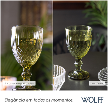 Taça Água Greek 320ml Verde Vidro – Wolff