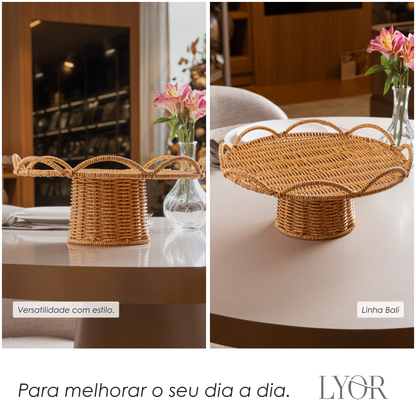 Prato para Bolo com Pé Bali 30cm x 30cm x 14cm Plástico - Lyor
