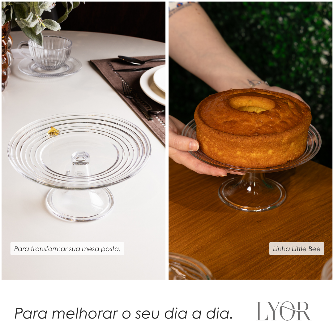 Prato para Bolo Little Bee Cristal - Lyor