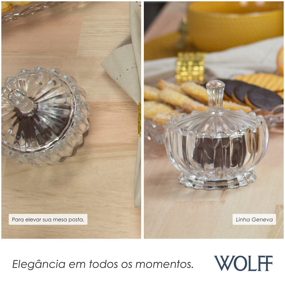 Potiche Decorativo de Cristal com Tampa Geneva 11cm x 11cm - Wolff