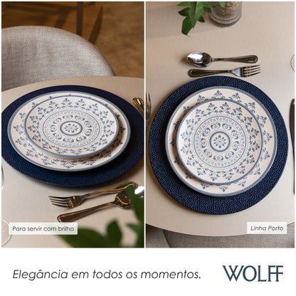 Prato para Sobremesa Porto 20cm Azul Cerâmica - Wolff