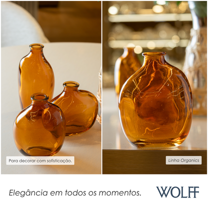 Vaso Organics 9cm x 6cm x 11cm Âmbar Vidro - Wolff