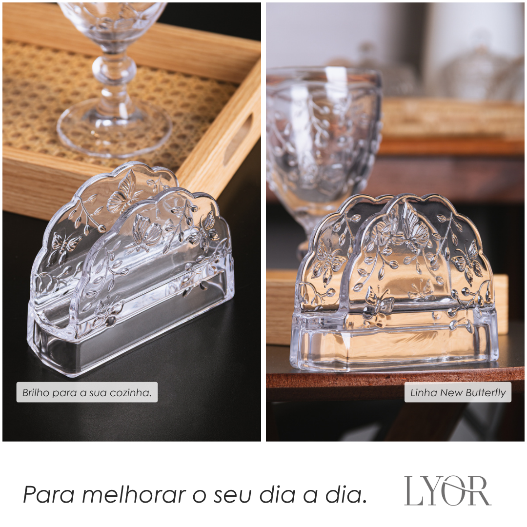 Porta Guardanapos New Butterfly Cristal Ecológico - Lyor