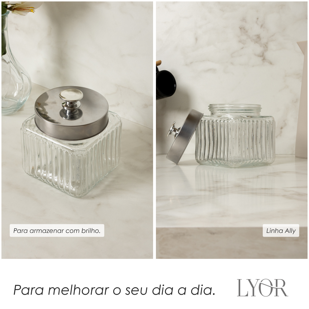 Pote de Vidro com Tampa de Metal Vegas 850ml - Lyor