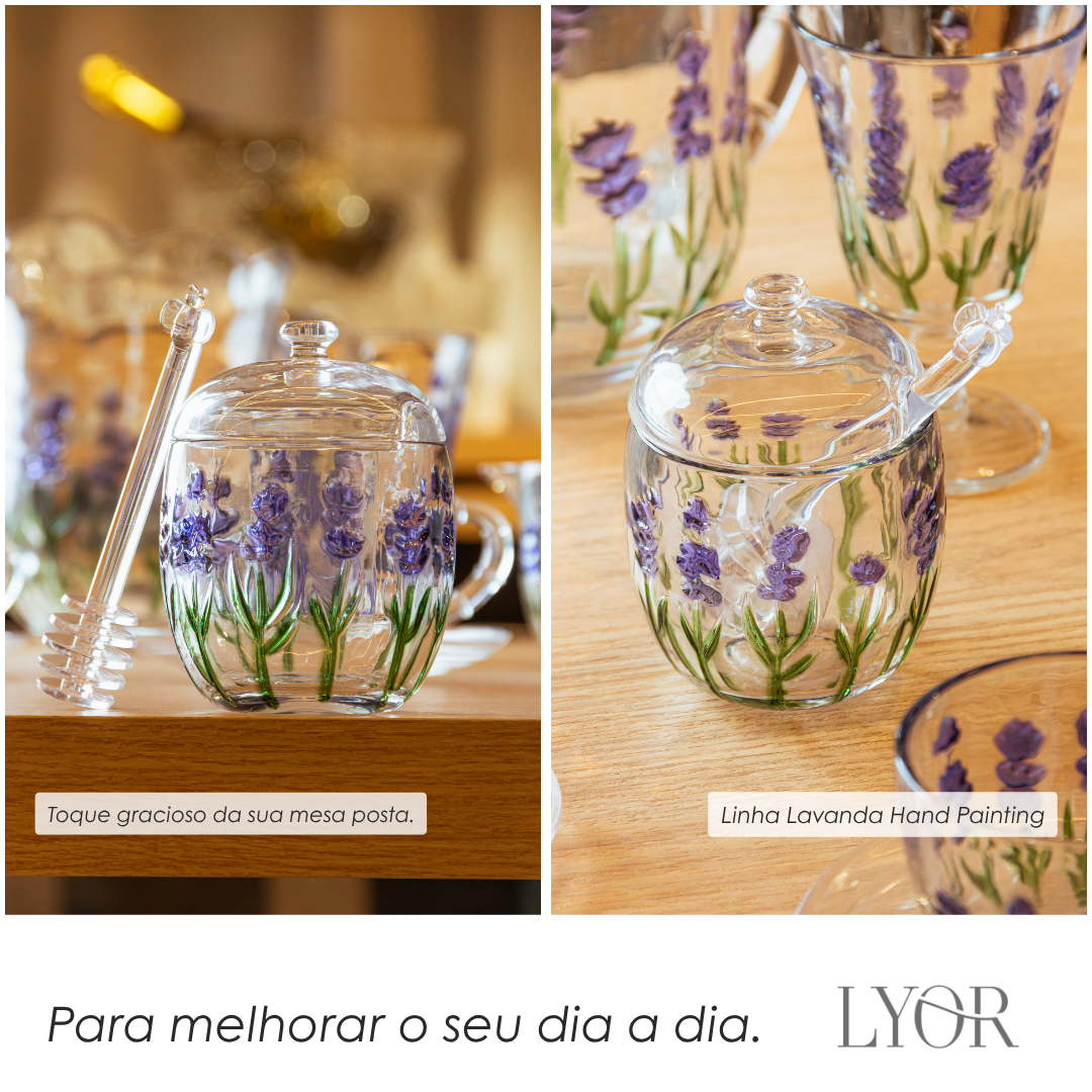 Meleira com Pegador Lavanda Hand Painting 8,5cm x 11cm Cristal Ecológico - Lyor