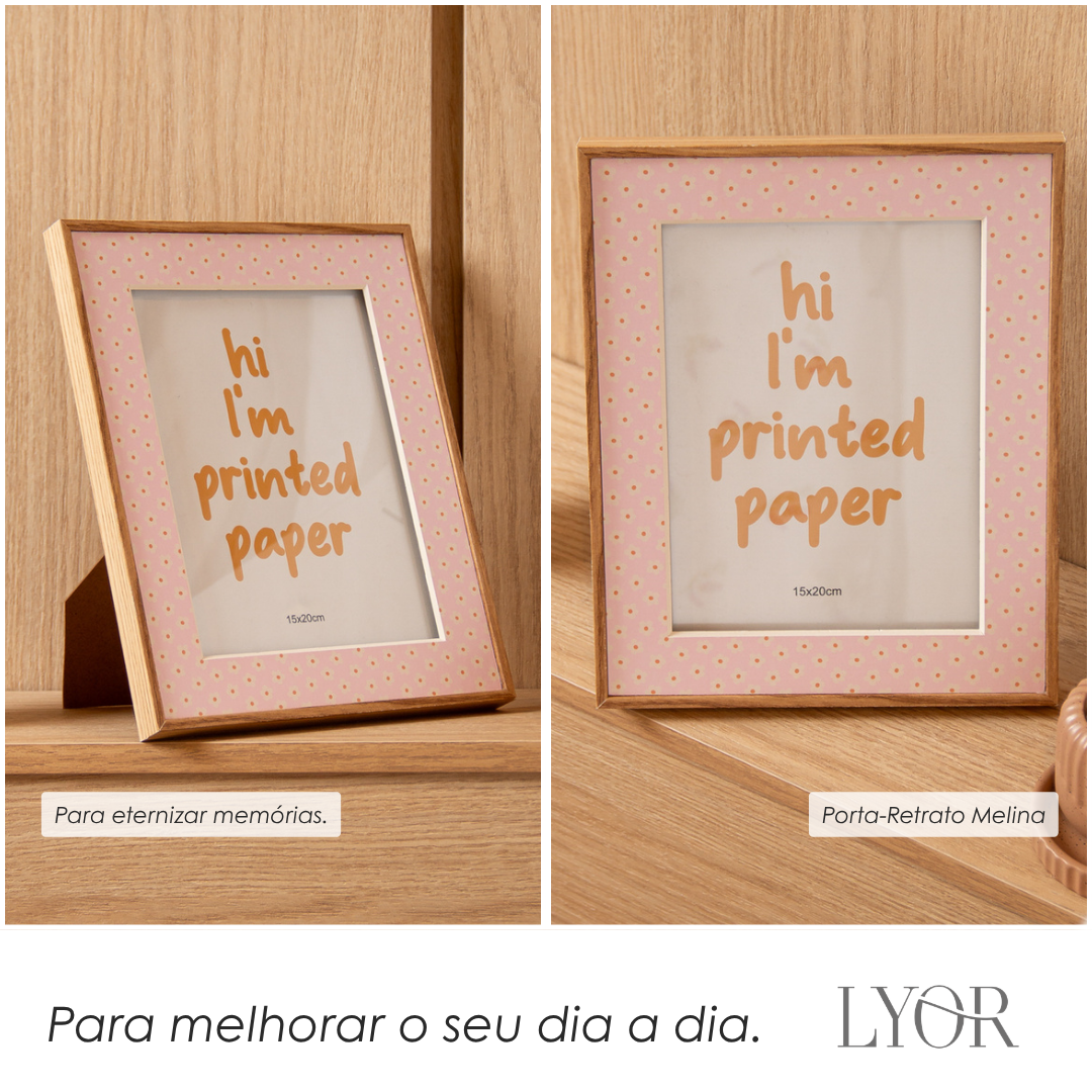 Porta-Retrato Melina 15cm x 20cm Rosa MDF - Lyor