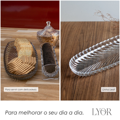 Travessa Leaf 32,5cm x 12,5cm x 3cm Vidro - Lyor