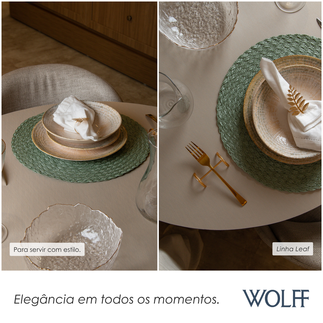 Lugar Americano de Polipropileno Oliva Leaf Verde 38cm - Wolff