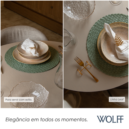 Lugar Americano de Polipropileno Oliva Leaf Verde 38cm - Wolff