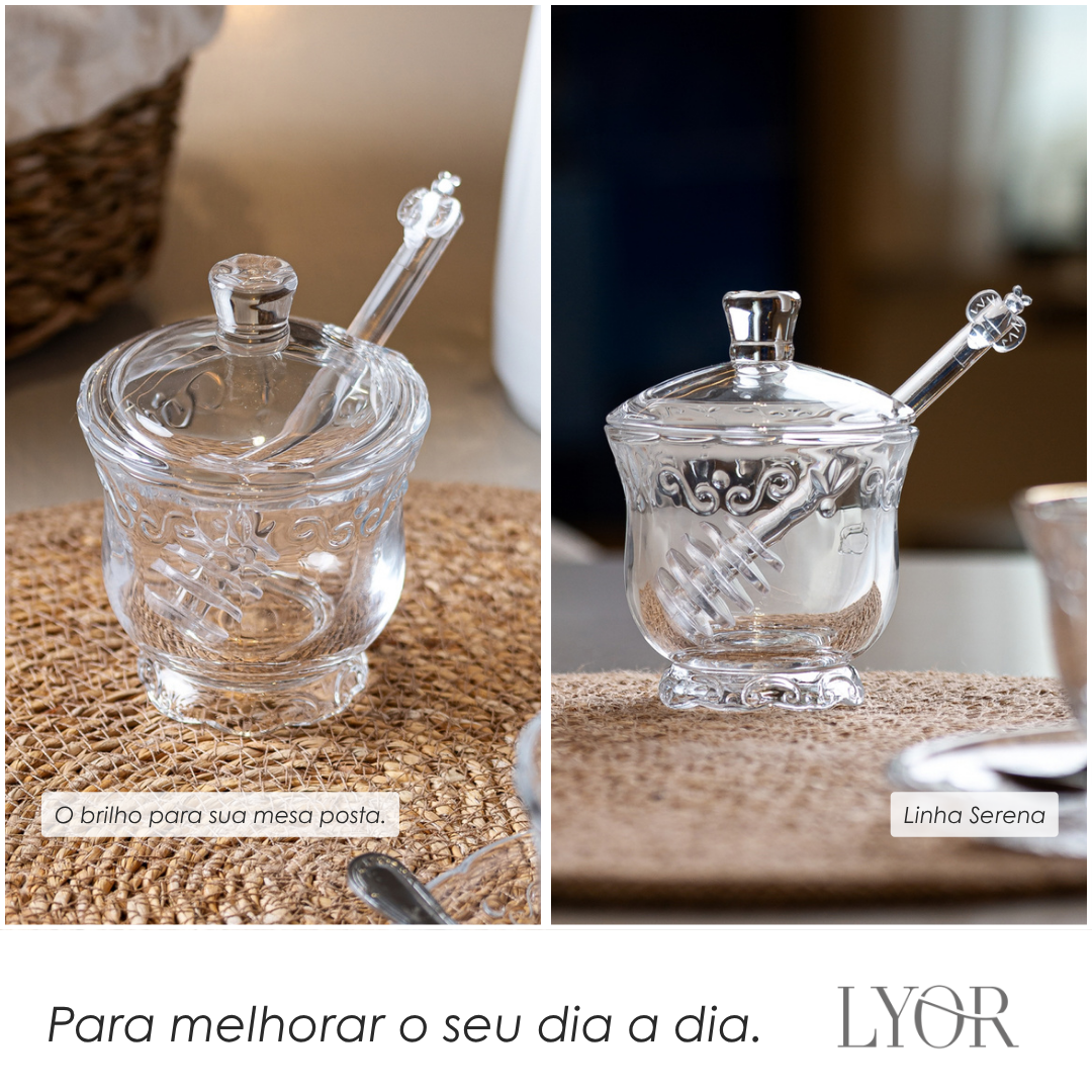 Meleira com Pegador e Tampa Serena 180ml Cristal - Wolff
