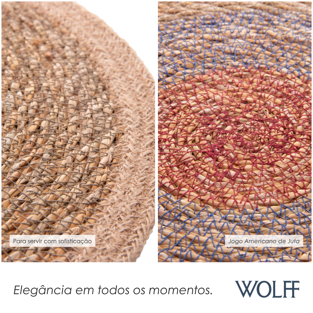 Jogo Americano de Fibra Natural Juta Colorido 37cm - Wolff