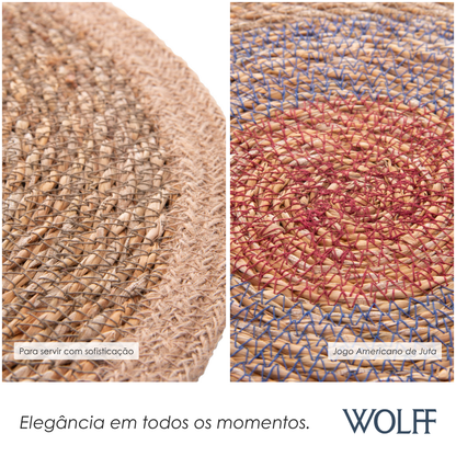 Jogo Americano de Fibra Natural Juta Colorido 37cm - Wolff