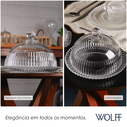 Queijeira de Cristal com Tampa Império 20cm x 20cm x 13,5cm - Wolff