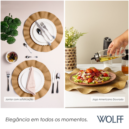 Jogo Americano de Polipropileno Babado Dourado 37cm - Wolff