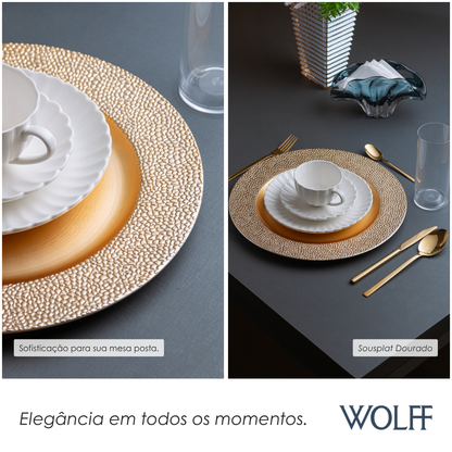 Sousplat Moledo 33cm x 2cm Dourado Plástico - Wolff