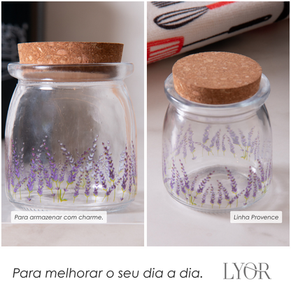 Pote Redondo com Tampa de Cortiça Provence 200ml Vidro - Lyor