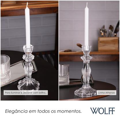 Castiçal para Vela de Vidro Athenas 10cm x 10cm x 20,5cm - Wolff