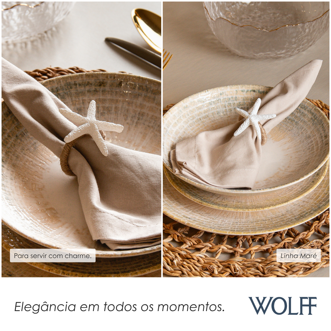 Conjunto 4 Anéis para Guardanapos Maré Branco Plástico - Wolff