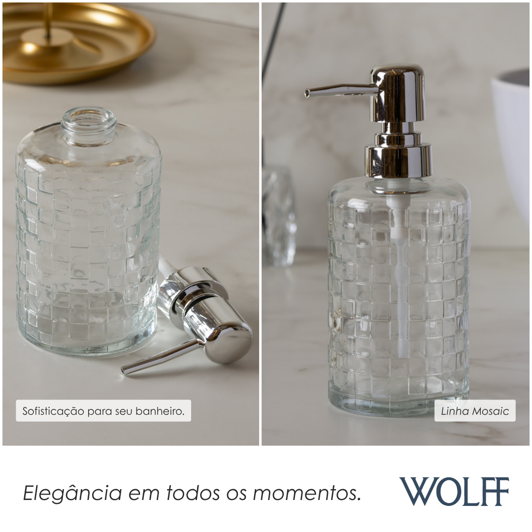 Porta Sabonete Líquido Mosaic 330ml Vidro - Wolff