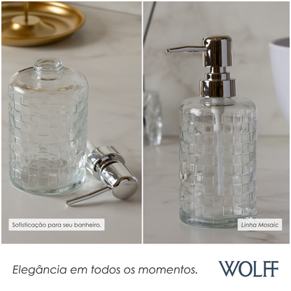 Porta Sabonete Líquido Mosaic 330ml Vidro - Wolff