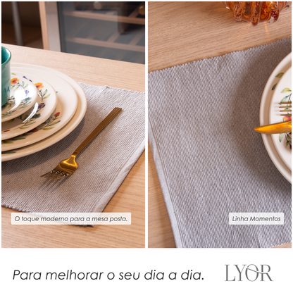 Lugar Americano Momentos 45cm x 30cm Cinza Algodão - Lyor