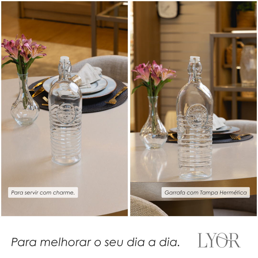 Garrafa com Tampa Hermética 1L Vidro - Lyor