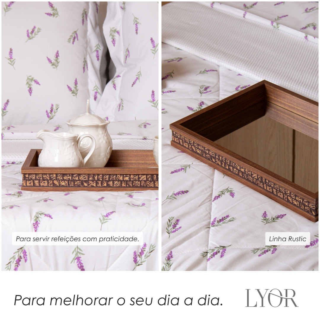 Bandeja com Espelho Rustic 25cm x 35cm x 5cm Madeira - Lyor