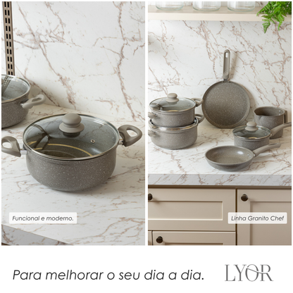 Conjunto 6 Panelas de Indução Granito Chef Taupe Alumínio com Revestimento Cerâmico - Lyor