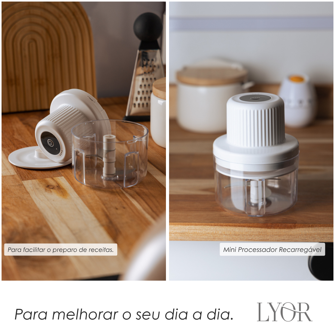 Mini Processador com Entrada USB 8,5cm x 8,5cm x 12cm Branco Plástico - Lyor