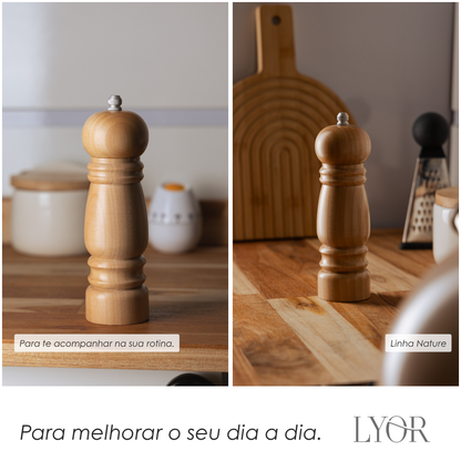 Moedor para Sal e Pimenta Nature 5cm x 5cm x 17cm Bambu - Lyor
