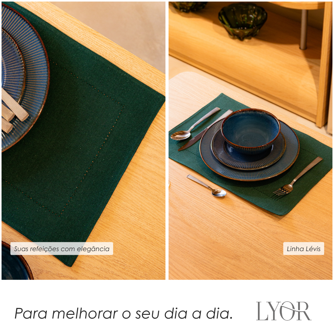 Lugar Americano Lévis 30cm x 45cm Verde Algodão - Lyor