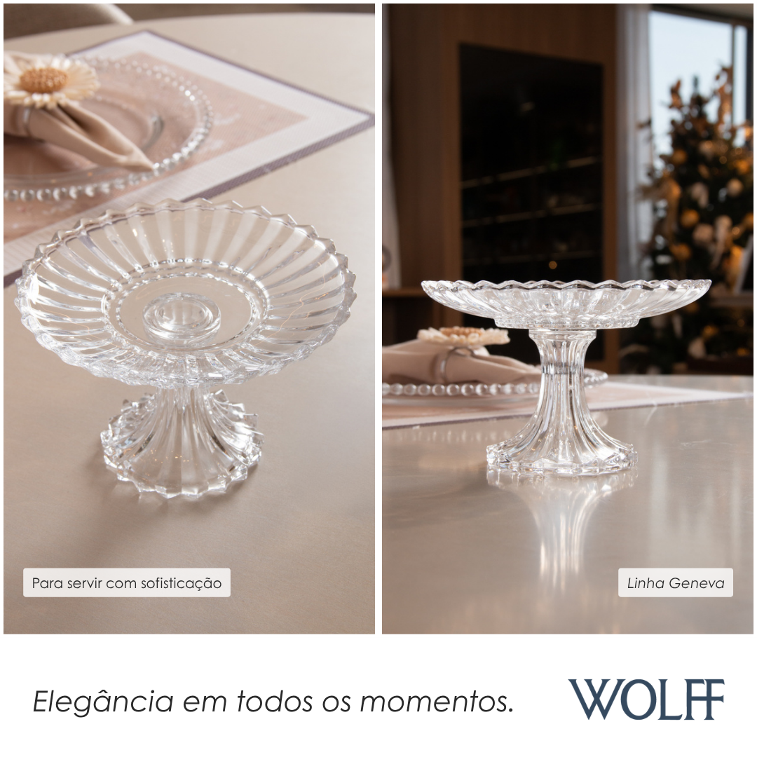 Prato para Doce com Pé Geneva 16cm x 10cm Cristal - Wolff
