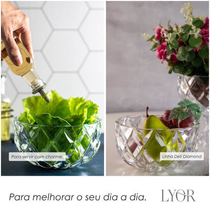 Centro de Mesa de Cristal Deli Diamond 18cm x 10cm- Lyor