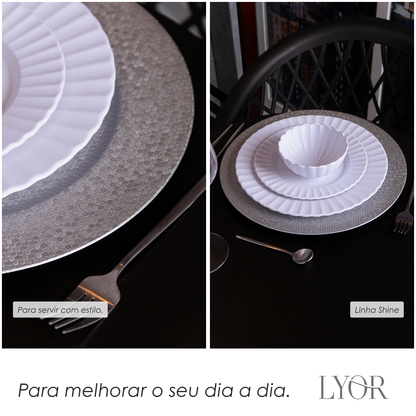 Sousplat Shine 33cm Prateado Plástico - Lyor