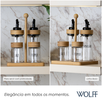 Galheteiro 5 Peças Basic Vidro - Wolff