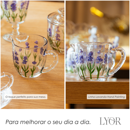 Leiteira Lavanda Hand Painting 240ml Cristal Ecológico - Lyor