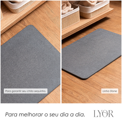 Tapete para Banheiro Stone 60cm x 39cm Cinza Escuro Pedra Diatomita - Lyor