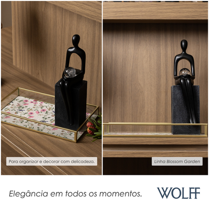 Bandeja Decorativa Blossom Garden 25cm x 15cm x 3cm Dourada Metal - Wolff