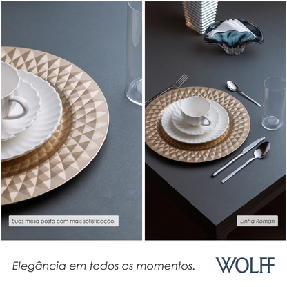 Sousplat Roman 33cm Dourado Plástico - Wolff