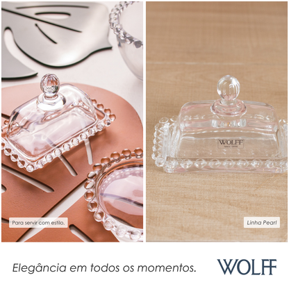 Manteigueira de Cristal Pearl 11cm x 7cm x 7cm - Wolff