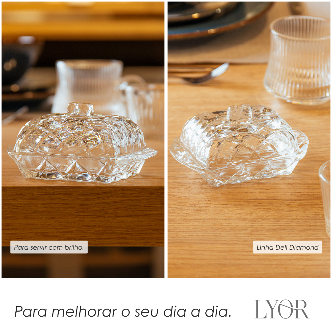 Manteigueira Petit Deli Diamond 12cm x 7cm x 5,5cm Cristal - Lyor