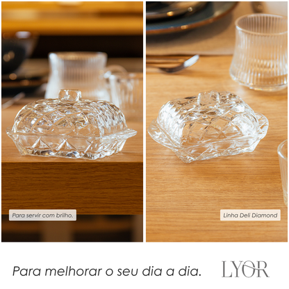 Manteigueira Petit Deli Diamond 12cm x 7cm x 5,5cm Cristal - Lyor