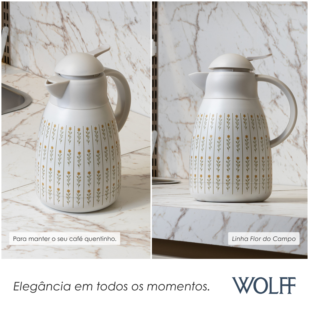 Garrafa Térmica com Dupla Parede Flor do Campo 1,2L Aço Inox - Wolff