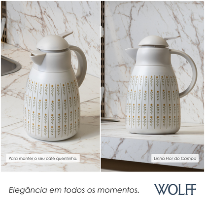 Garrafa Térmica com Dupla Parede Flor do Campo 1,2L Aço Inox - Wolff