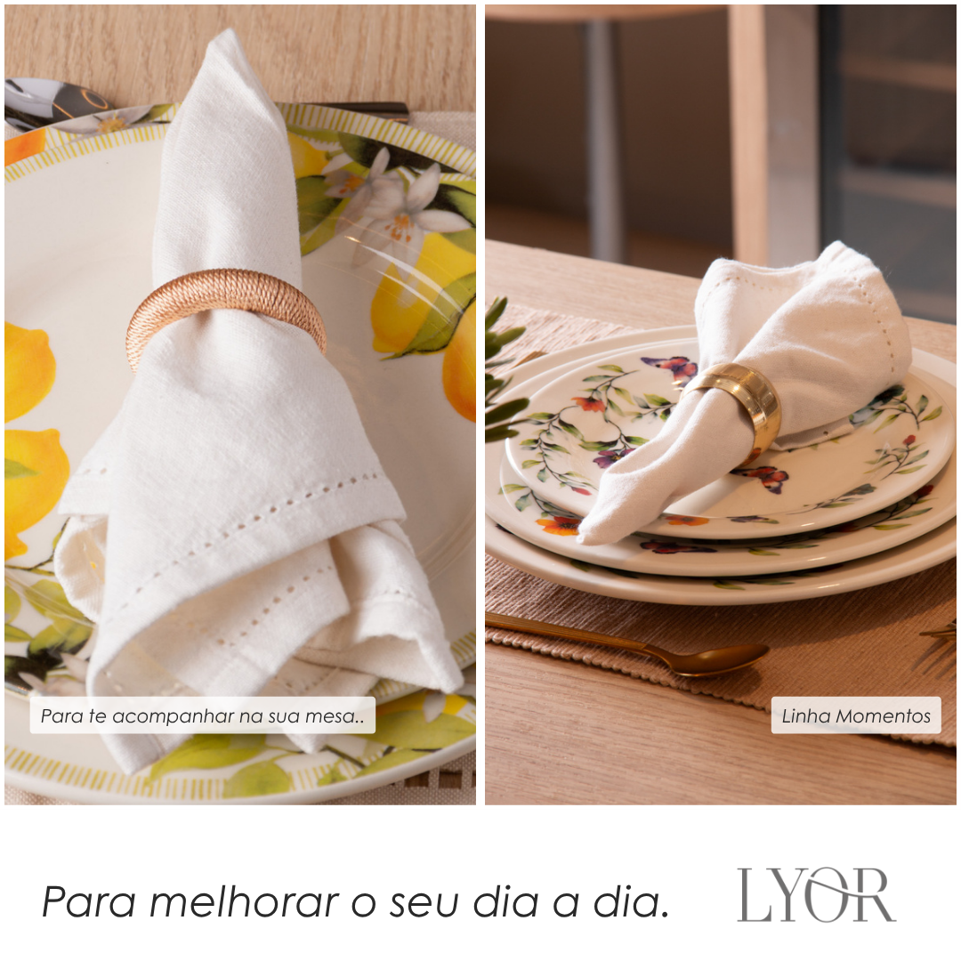 Conjunto 4 Guardanapos Momentos 40cm x 40cm Off White Algodão - Lyor