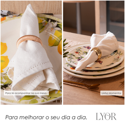 Conjunto 4 Guardanapos Momentos 40cm x 40cm Off White Algodão - Lyor