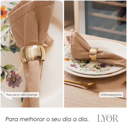 Conjunto 4 Guardanapos Momentos 40cm x 40cm Creme Algodão - Lyor