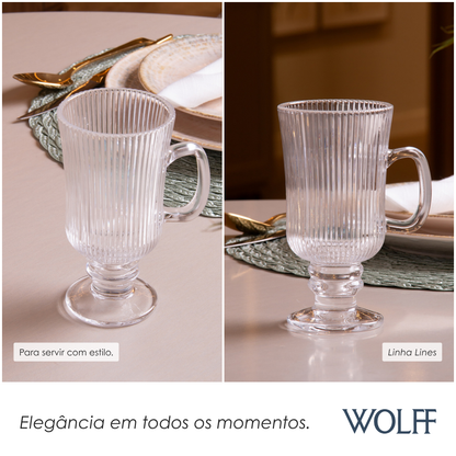 Taça de Cappuccino Lines 240ml Vidro - Wolff